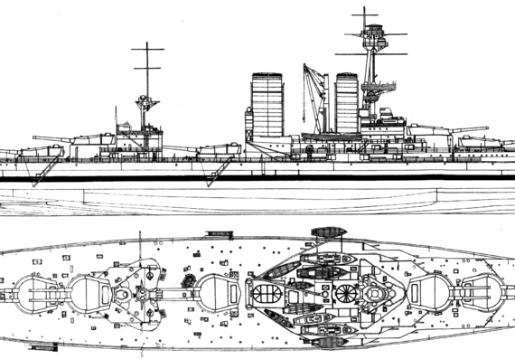 Боевой корабль HMS Canada 1917 [Battleship] - чертежи, габариты, рисунки